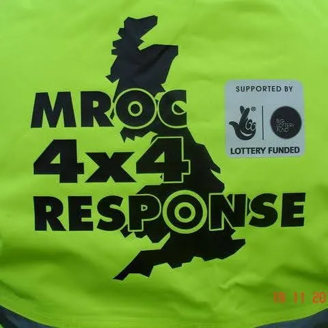 The MROC 4x4 Response hi-vis vest with the National Lottery funding mark
